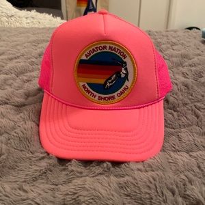 Aviator Nation trucker hat in hot pink